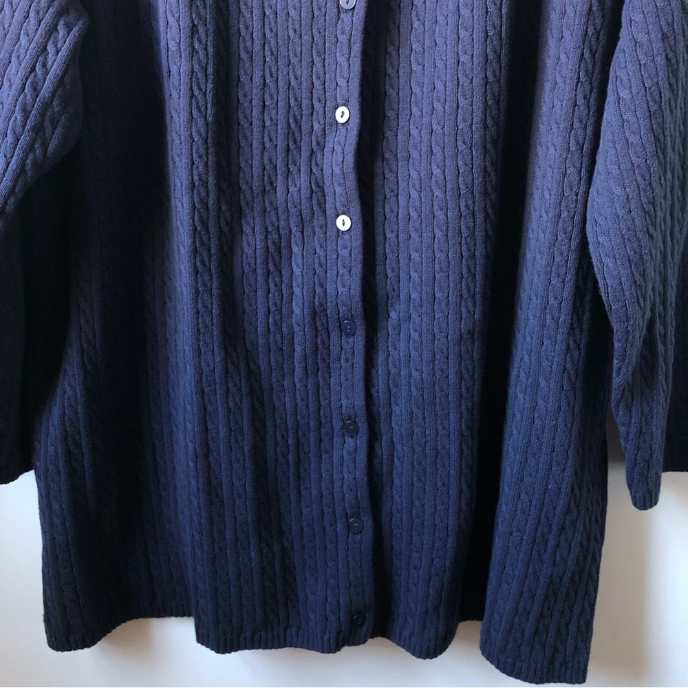 NWT L.L Bean Plus Size Women’s Button Front Knit Cardigan Sweater, Navy Size 2X - Picture 7 of 16